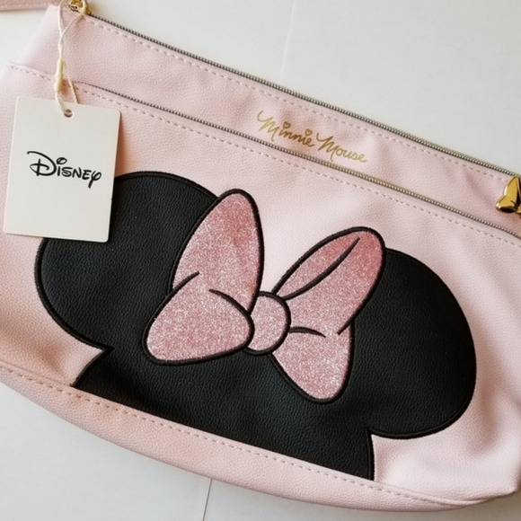 ❗Disney Minnie Mouse Baby Pink Large Glitter Double Zipper Cosmetics Bag❗ - Picture 1 of 5